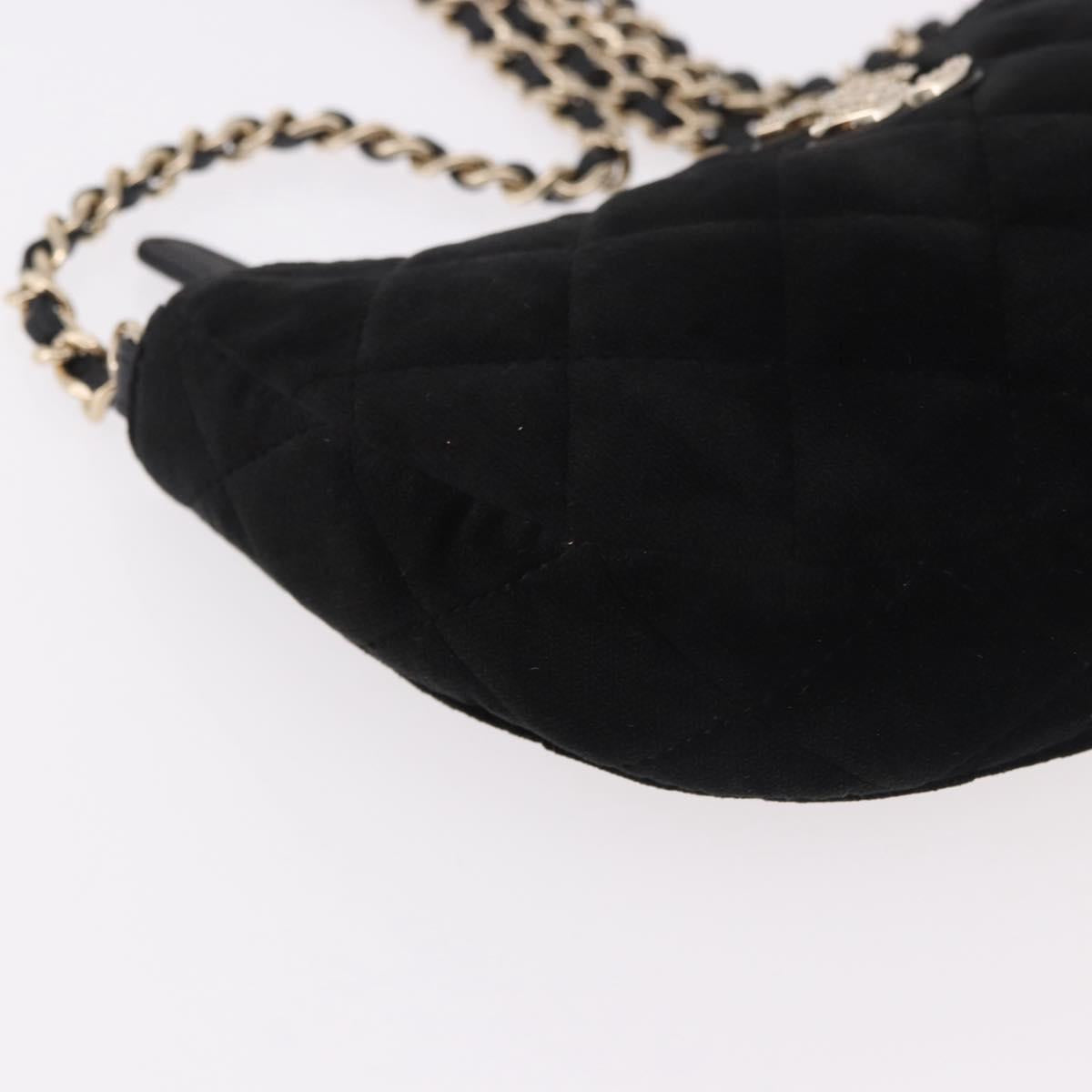 CHANEL Matelasse Chain Shoulder Bag Velor Black Gold CC Auth 186258SM