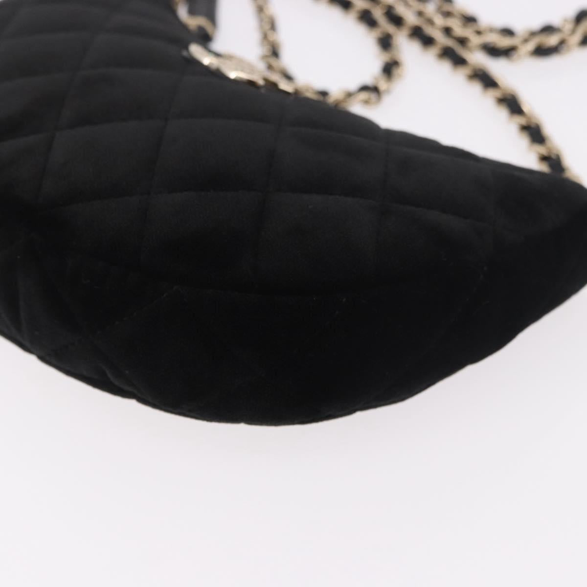 CHANEL Matelasse Chain Shoulder Bag Velor Black Gold CC Auth 186258SM