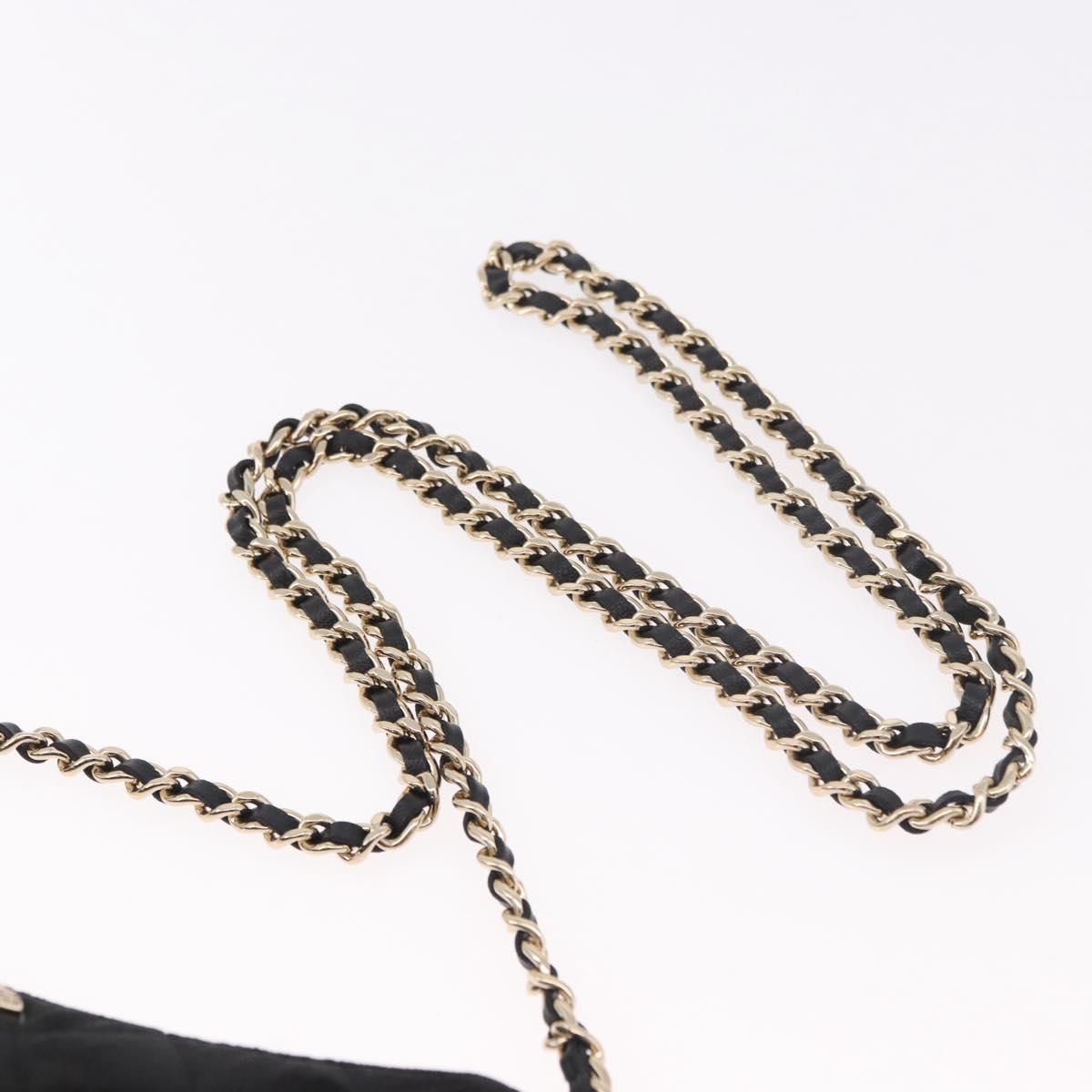 CHANEL Matelasse Chain Shoulder Bag Velor Black Gold CC Auth 186258SM