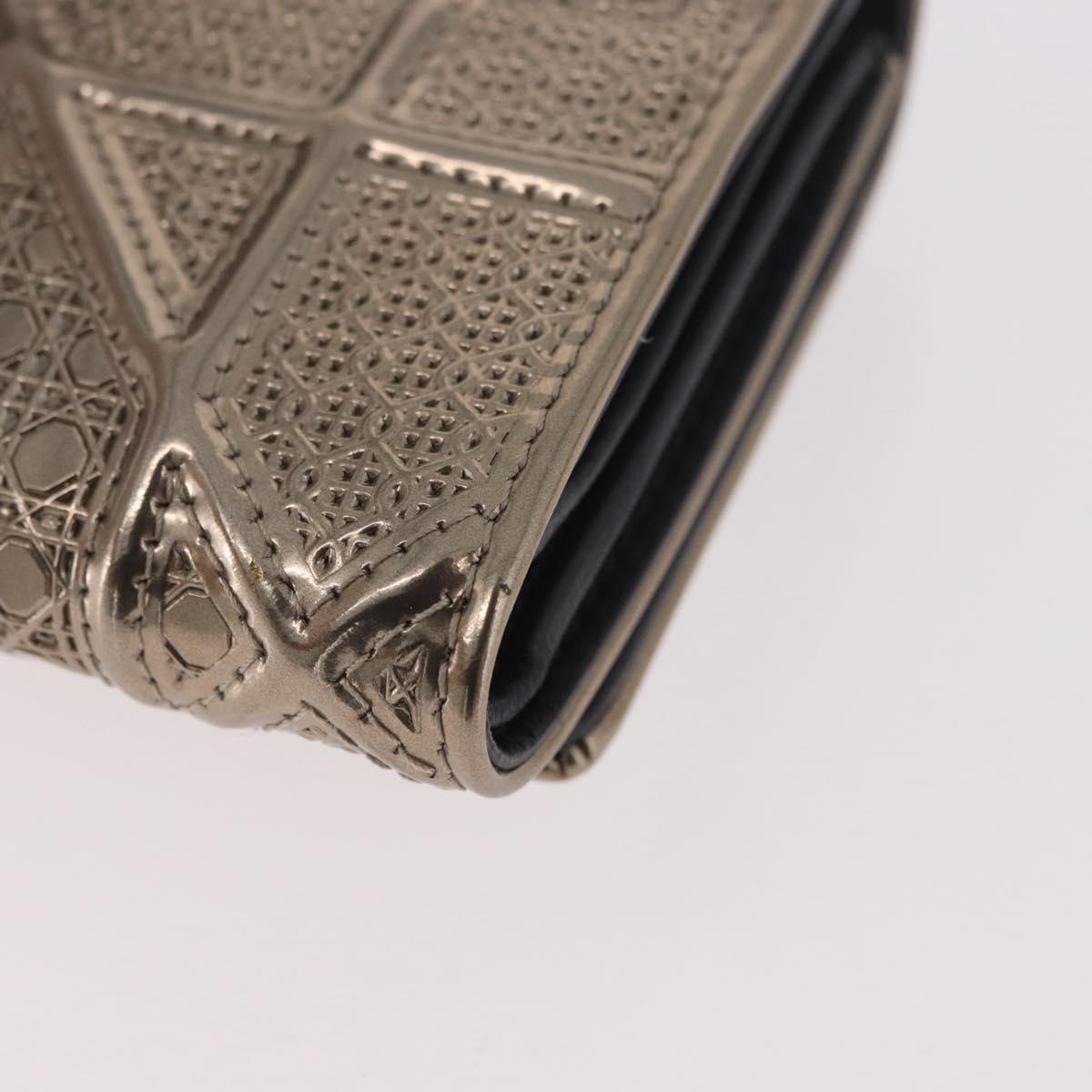 Christian Dior Diorama Wallet Leather Champagne Gold Auth 186259M