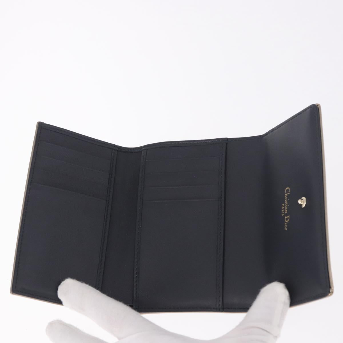 Christian Dior Diorama Wallet Leather Champagne Gold Auth 186259M