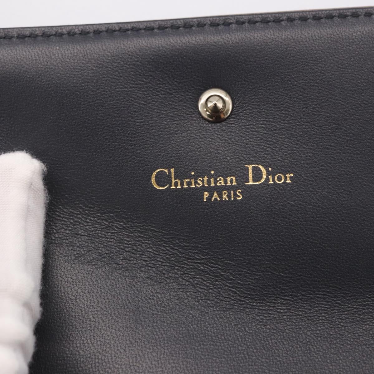Christian Dior Diorama Wallet Leather Champagne Gold Auth 186259M
