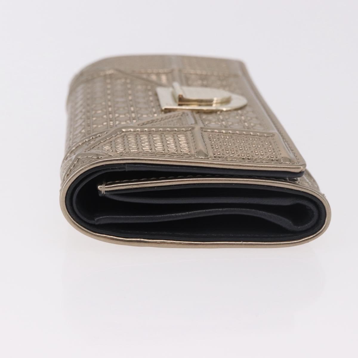 Christian Dior Diorama Wallet Leather Champagne Gold Auth 186259M