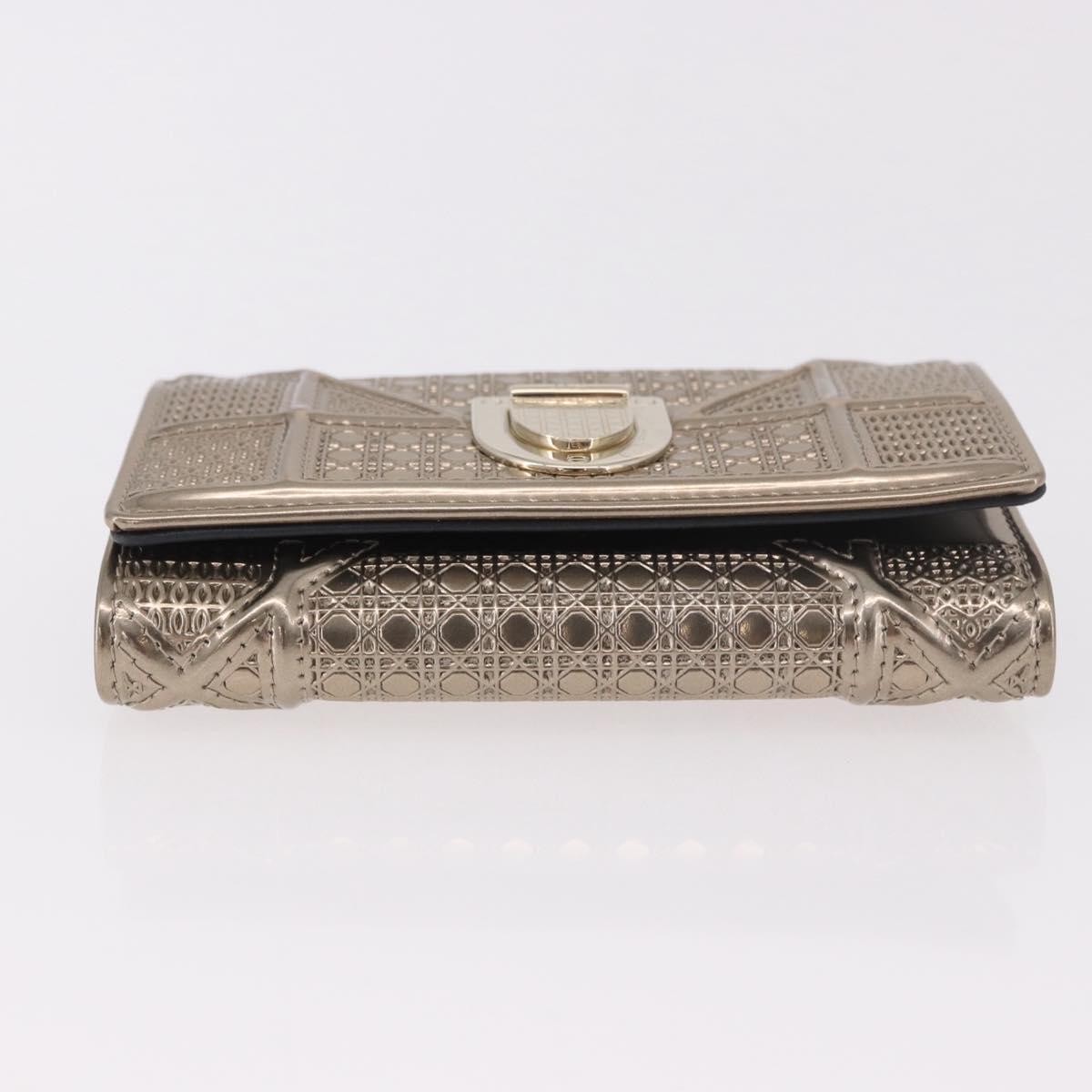 Christian Dior Diorama Wallet Leather Champagne Gold Auth 186259M
