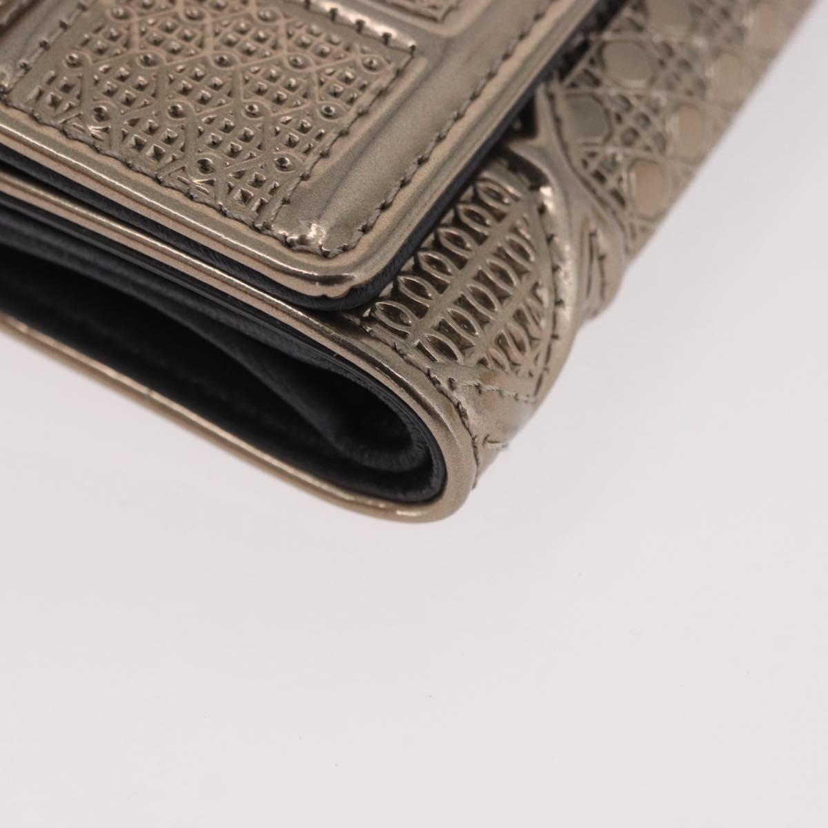 Christian Dior Diorama Wallet Leather Champagne Gold Auth 186259M