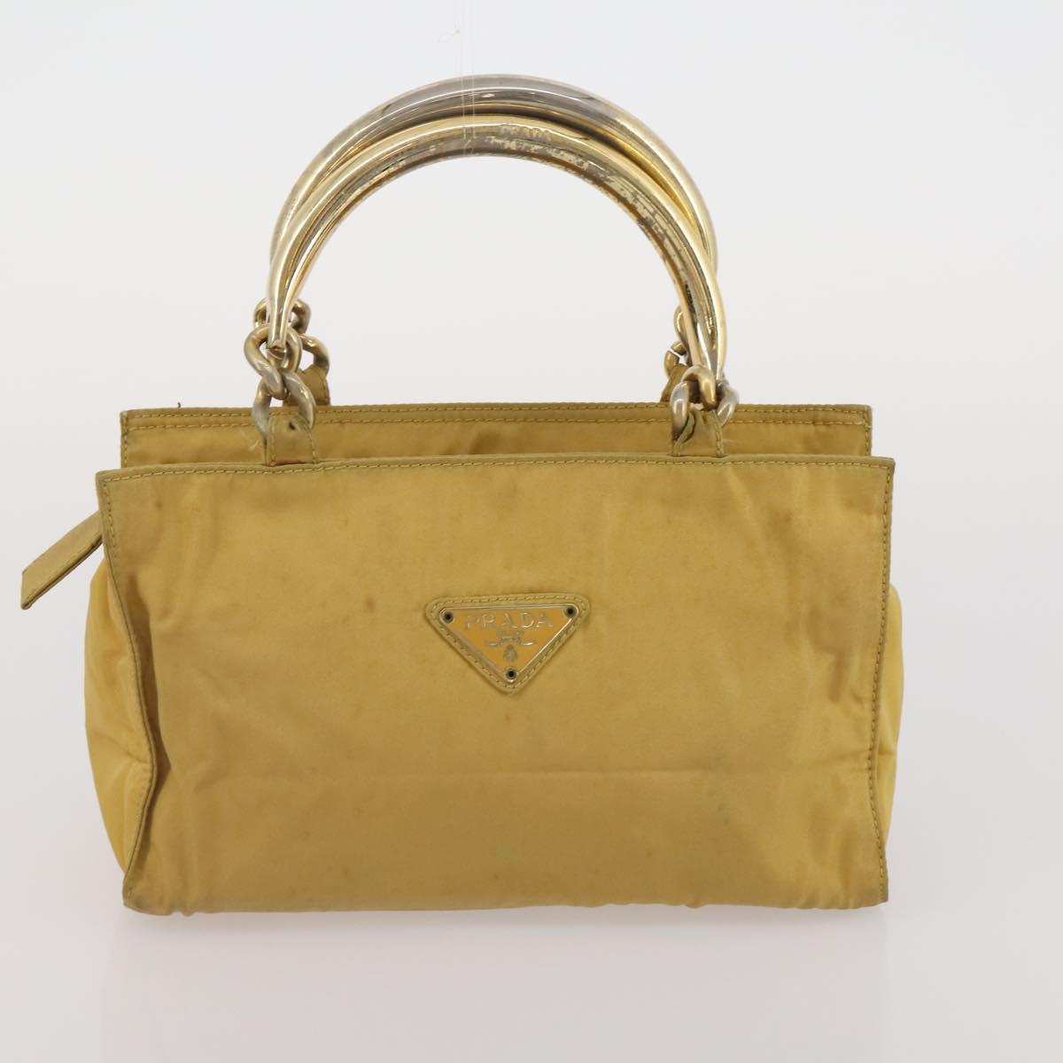PRADA Hand Bag Nylon 2 Set Black Yellow Auth 186260