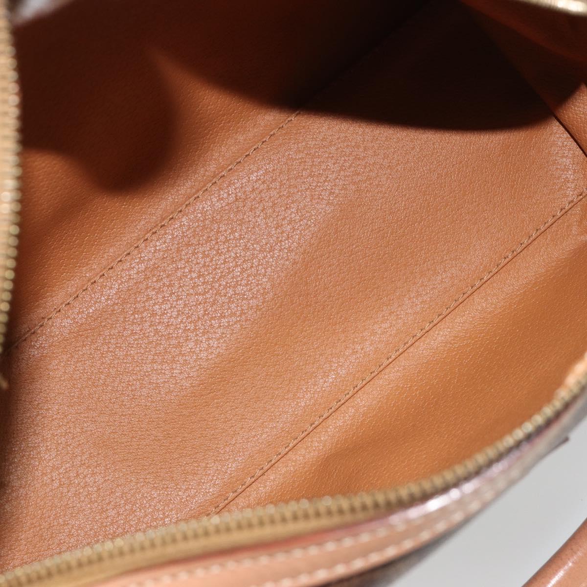 CELINE Macadam Canvas Boston Bag PVC Leather Brown Gold Auth 186262A