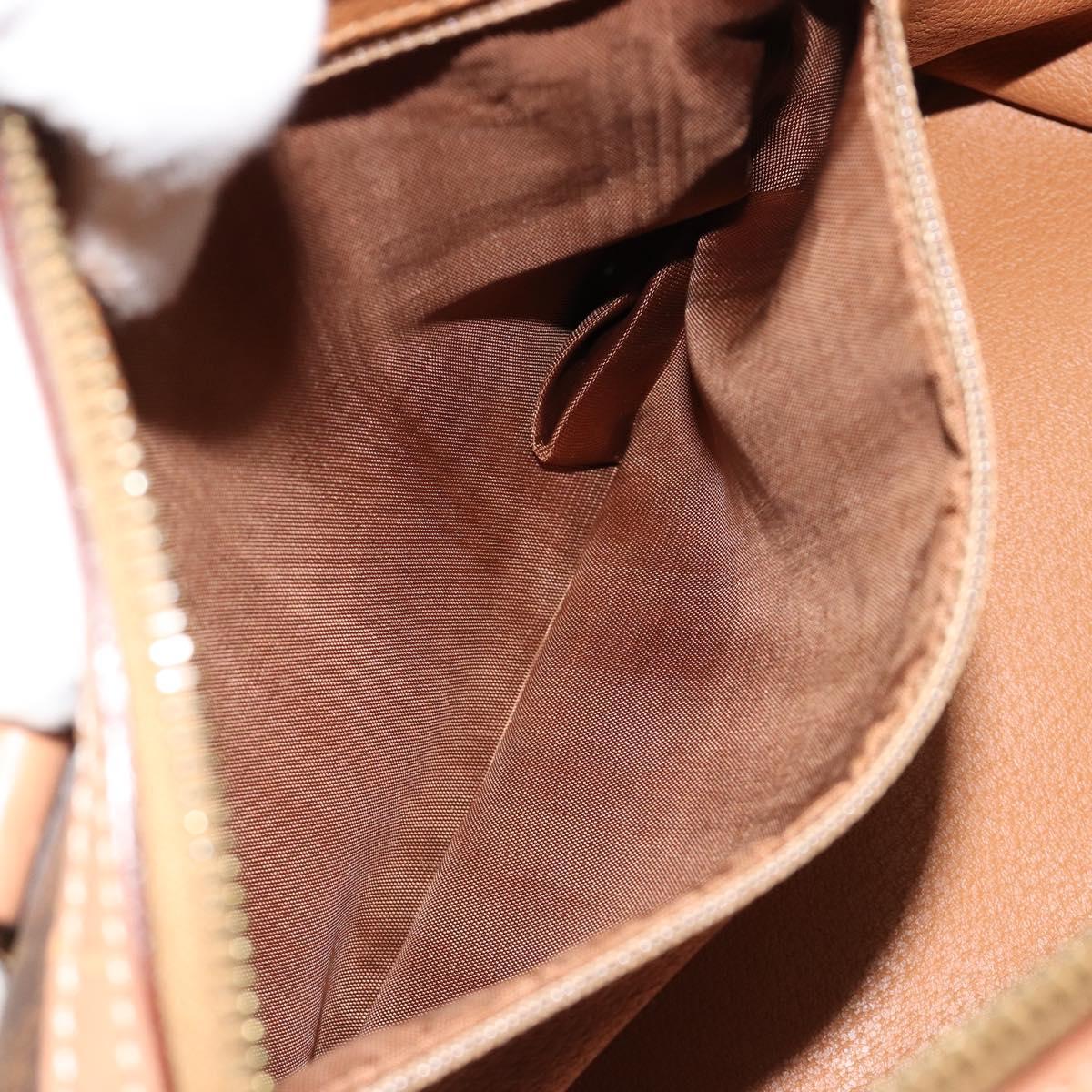 CELINE Macadam Canvas Boston Bag PVC Leather Brown Gold Auth 186262A