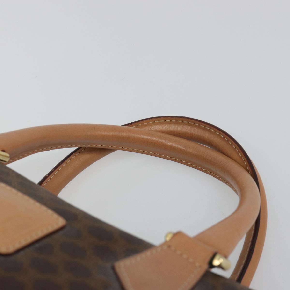 CELINE Macadam Canvas Boston Bag PVC Leather Brown Gold Auth 186262A