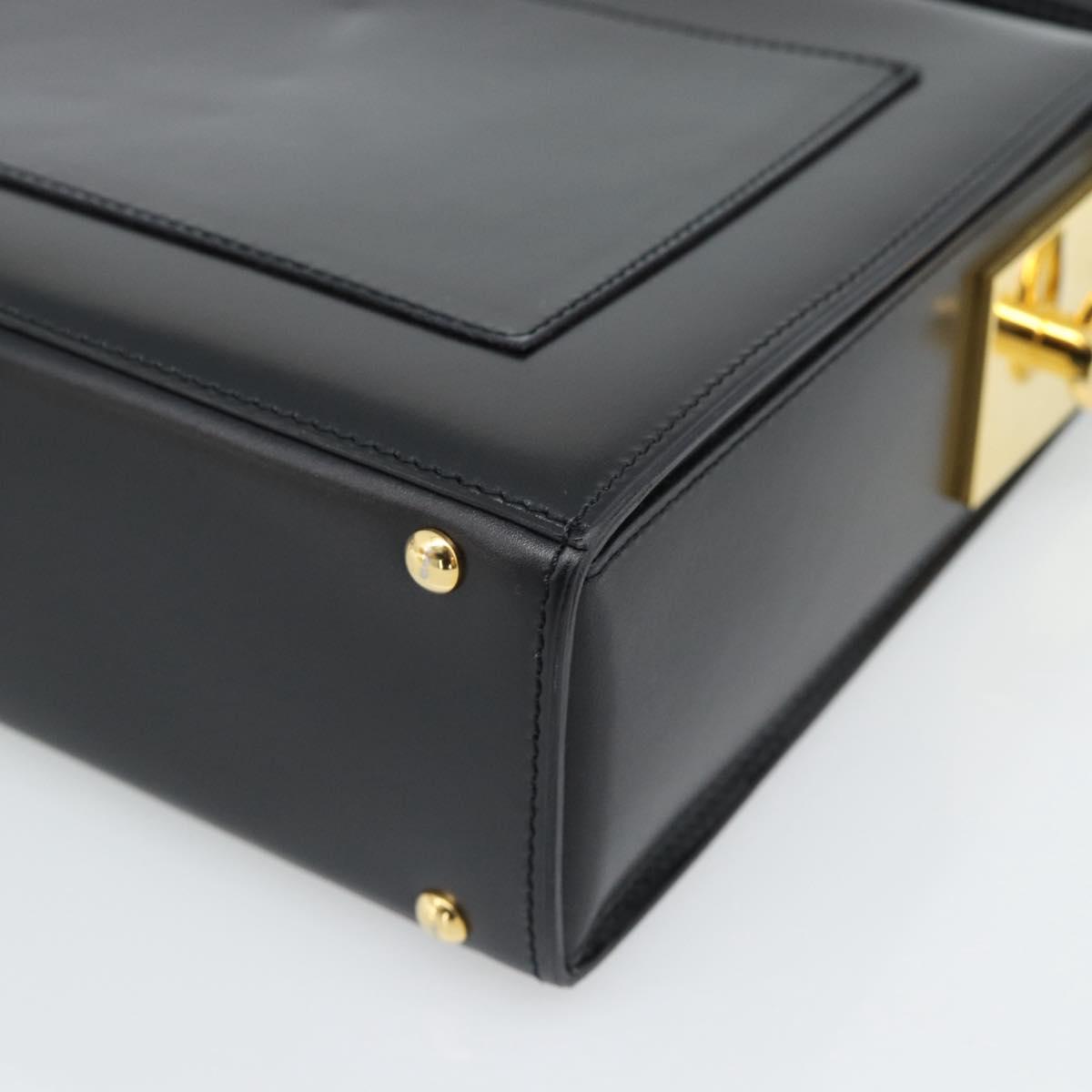 CELINE Hand Bag Leather Black Gold Auth 186268V