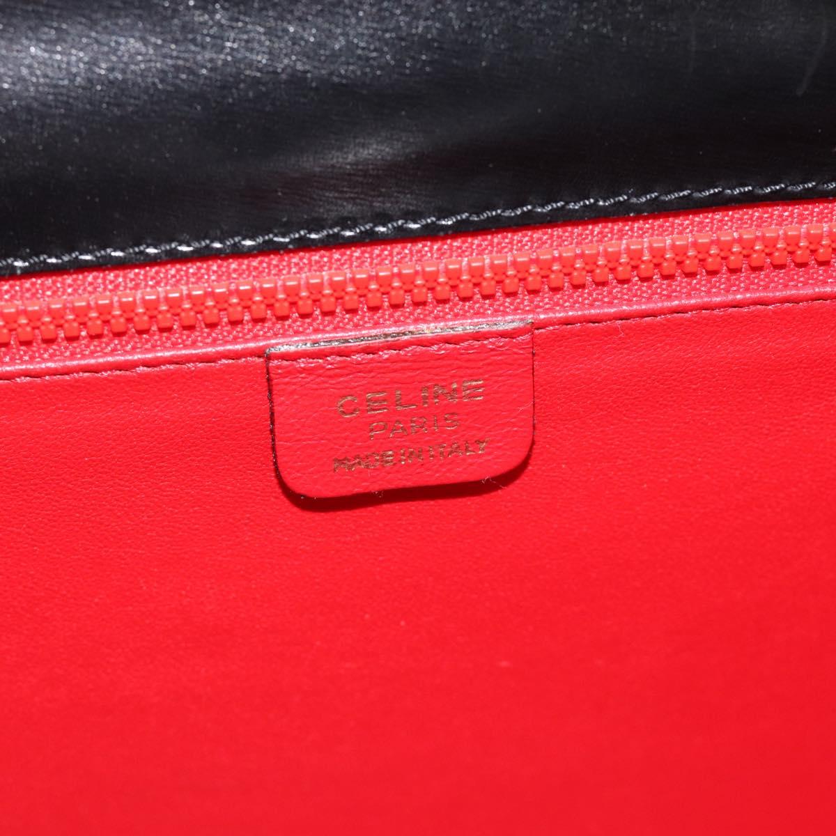 CELINE Hand Bag Leather Black Gold Auth 186268V