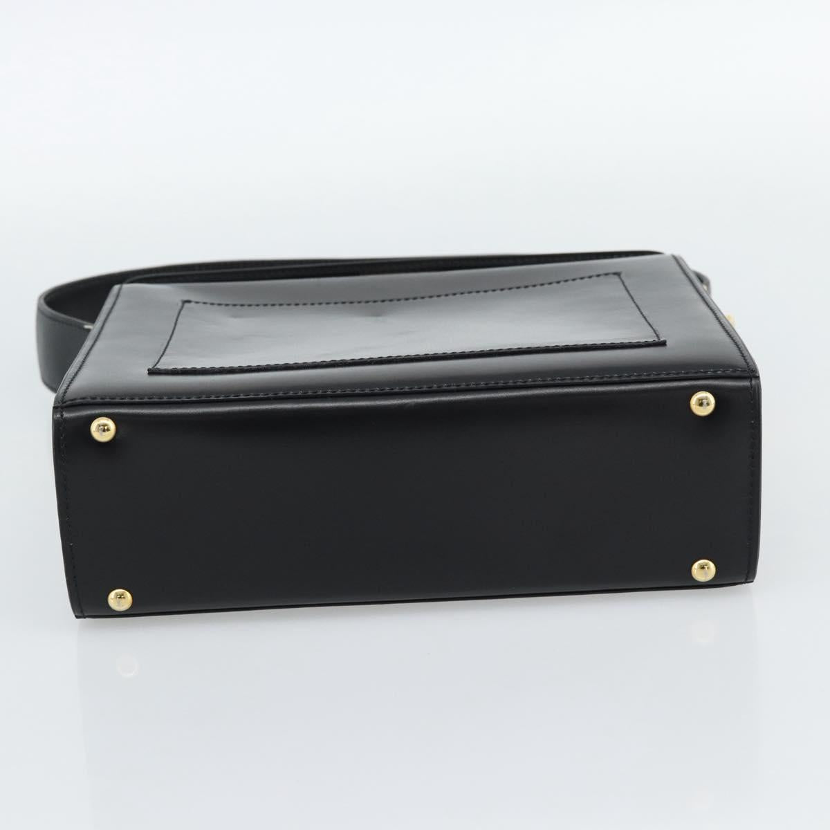 CELINE Hand Bag Leather Black Gold Auth 186268V