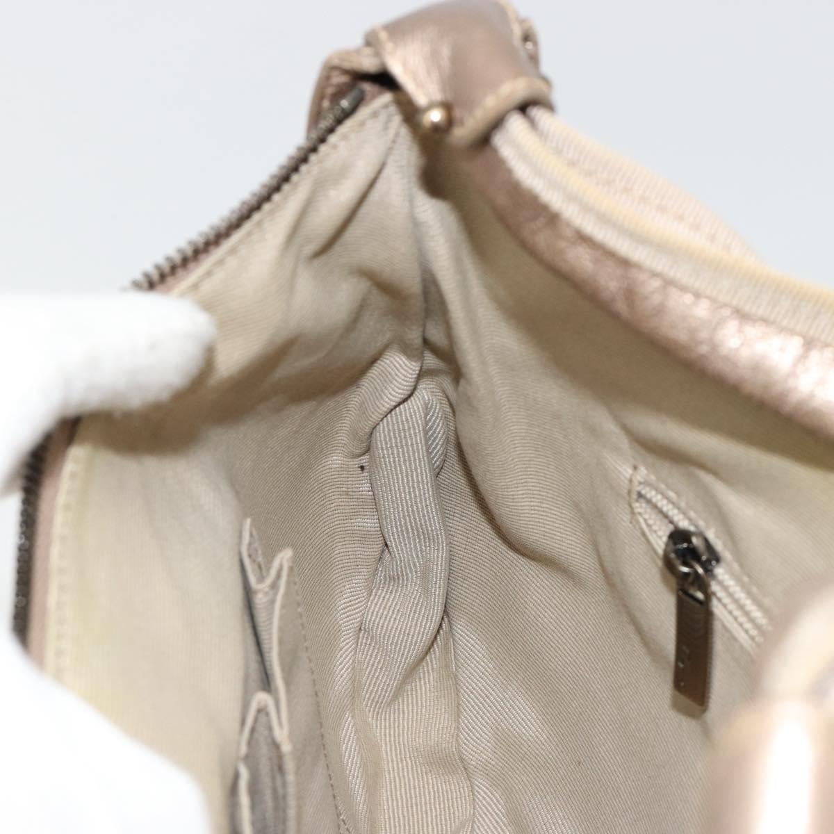 Salvatore Ferragamo Vala Shoulder Bag Leather Champagne Gold Gold Auth 186269A