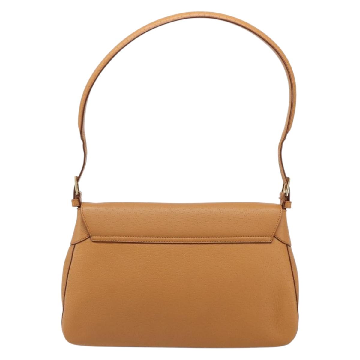 Salvatore Ferragamo Gancini Shoulder Bag Leather Brown Gold Auth 186271A
