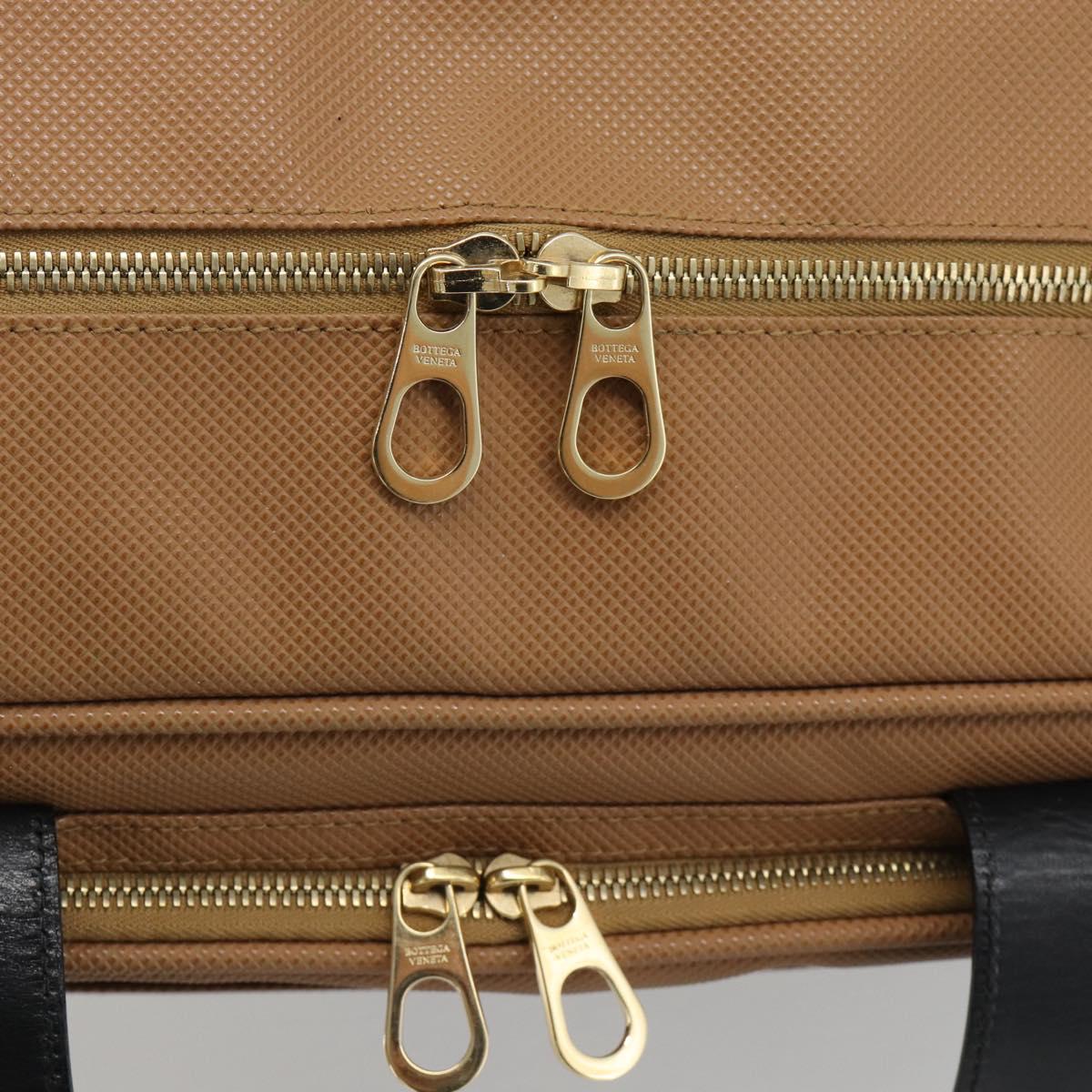 BOTTEGA VENETA Boston Bag PVC Canvas Beige Gold Auth 186272A