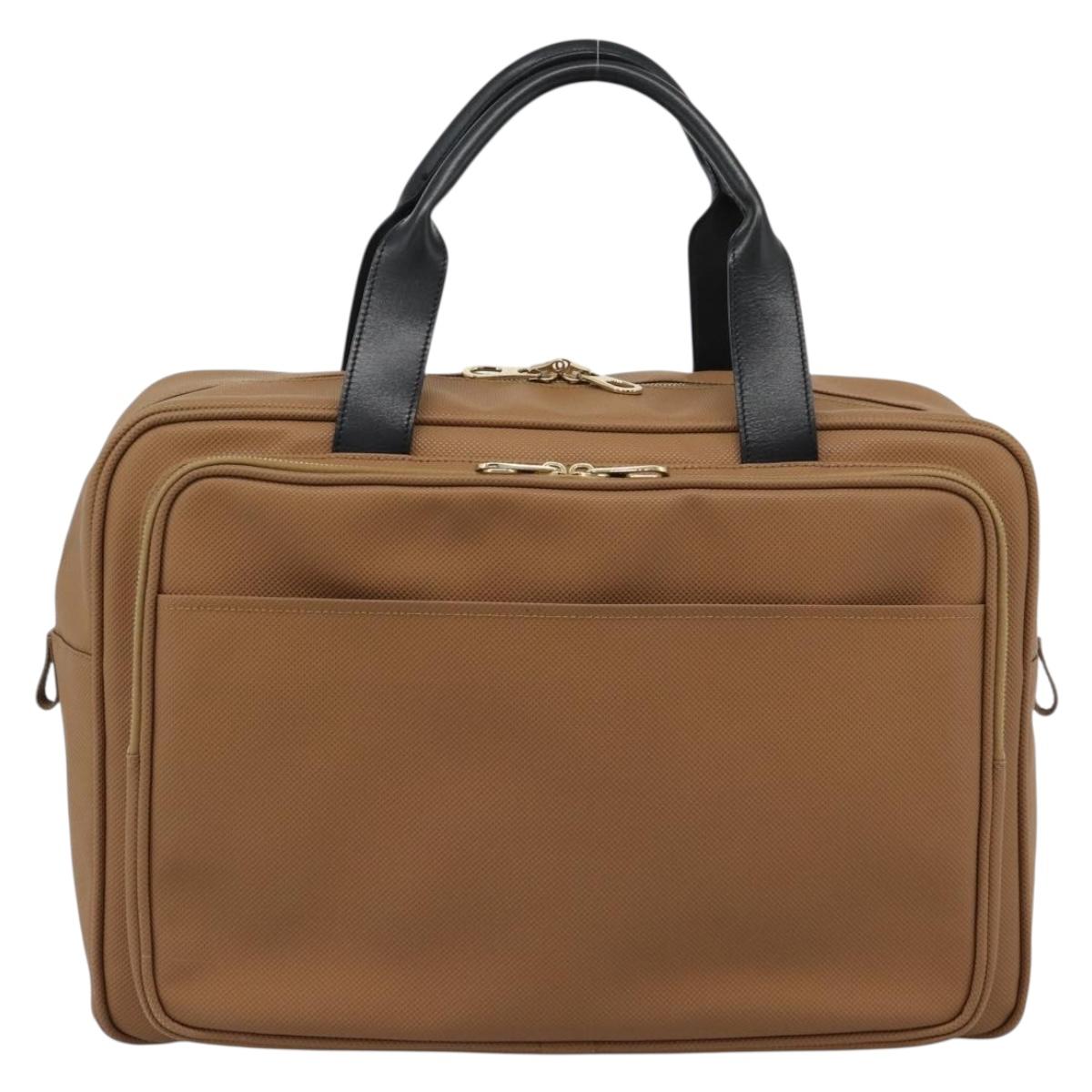 BOTTEGA VENETA Boston Bag PVC Canvas Beige Gold Auth 186272A