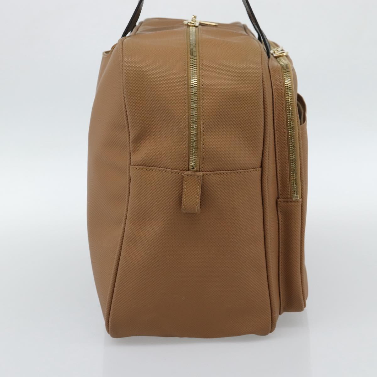 BOTTEGA VENETA Boston Bag PVC Canvas Beige Gold Auth 186272A