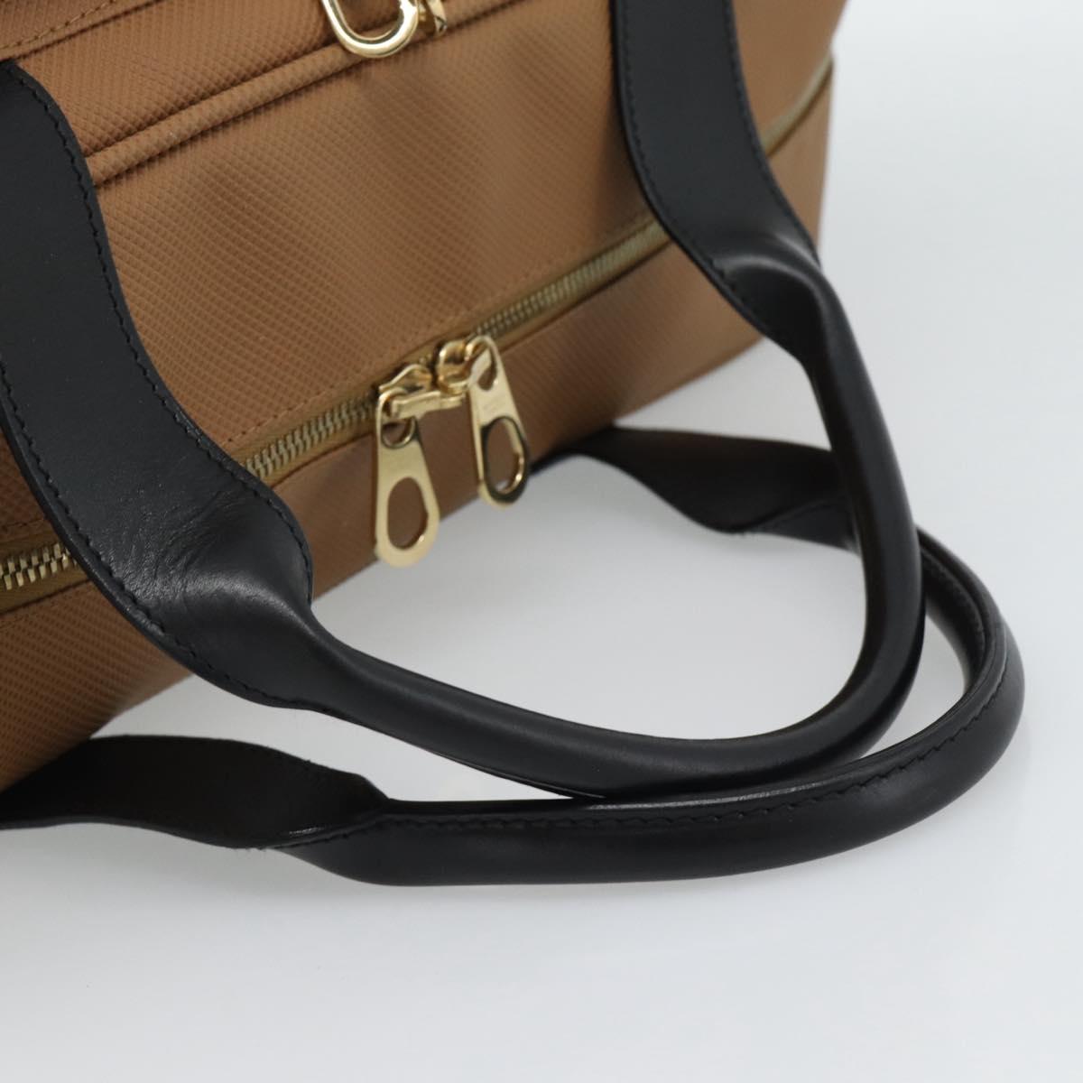 BOTTEGA VENETA Boston Bag PVC Canvas Beige Gold Auth 186272A