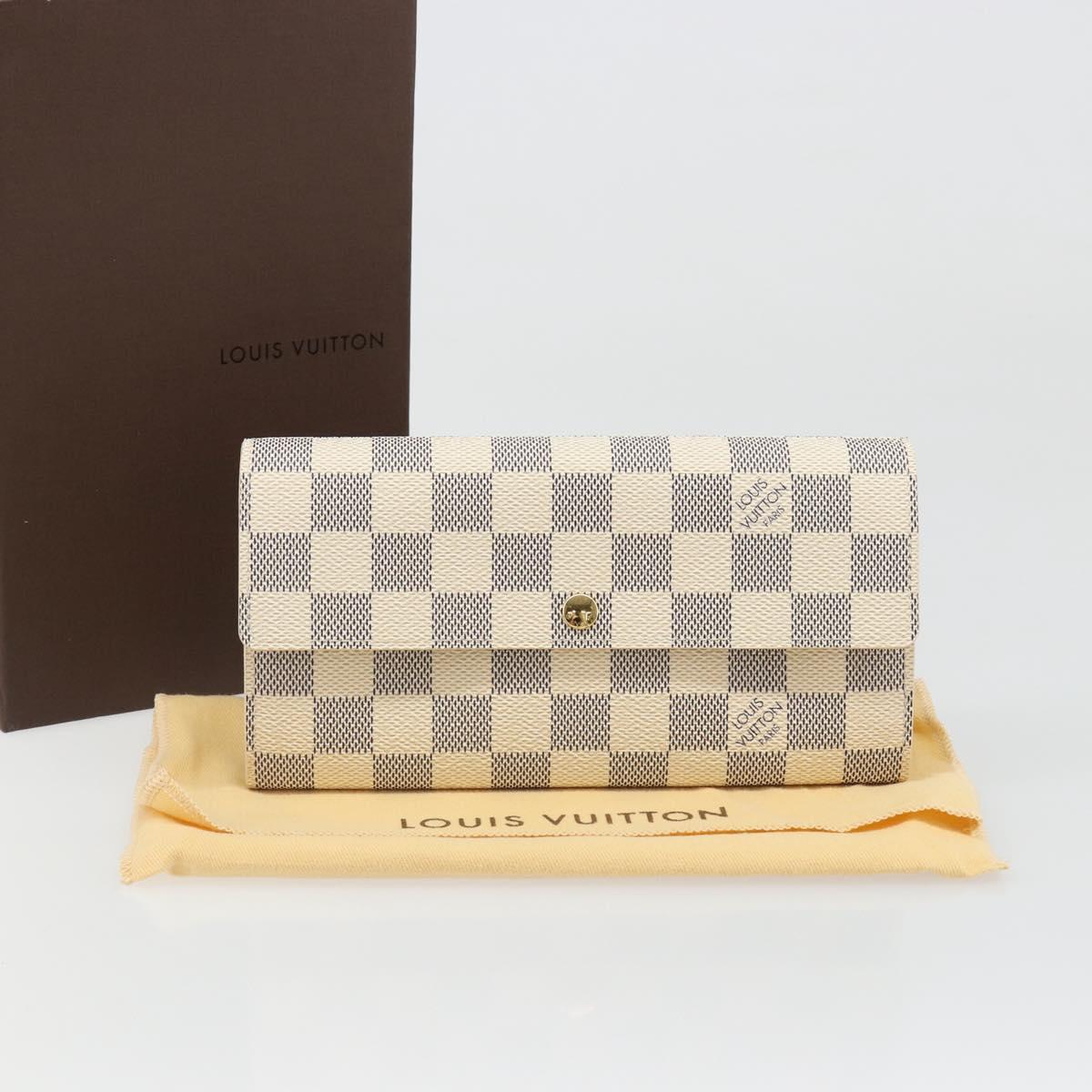 LOUIS VUITTON Damier Azur Portefeuille Sarah Long Wallet N61735 LV Auth 186278V