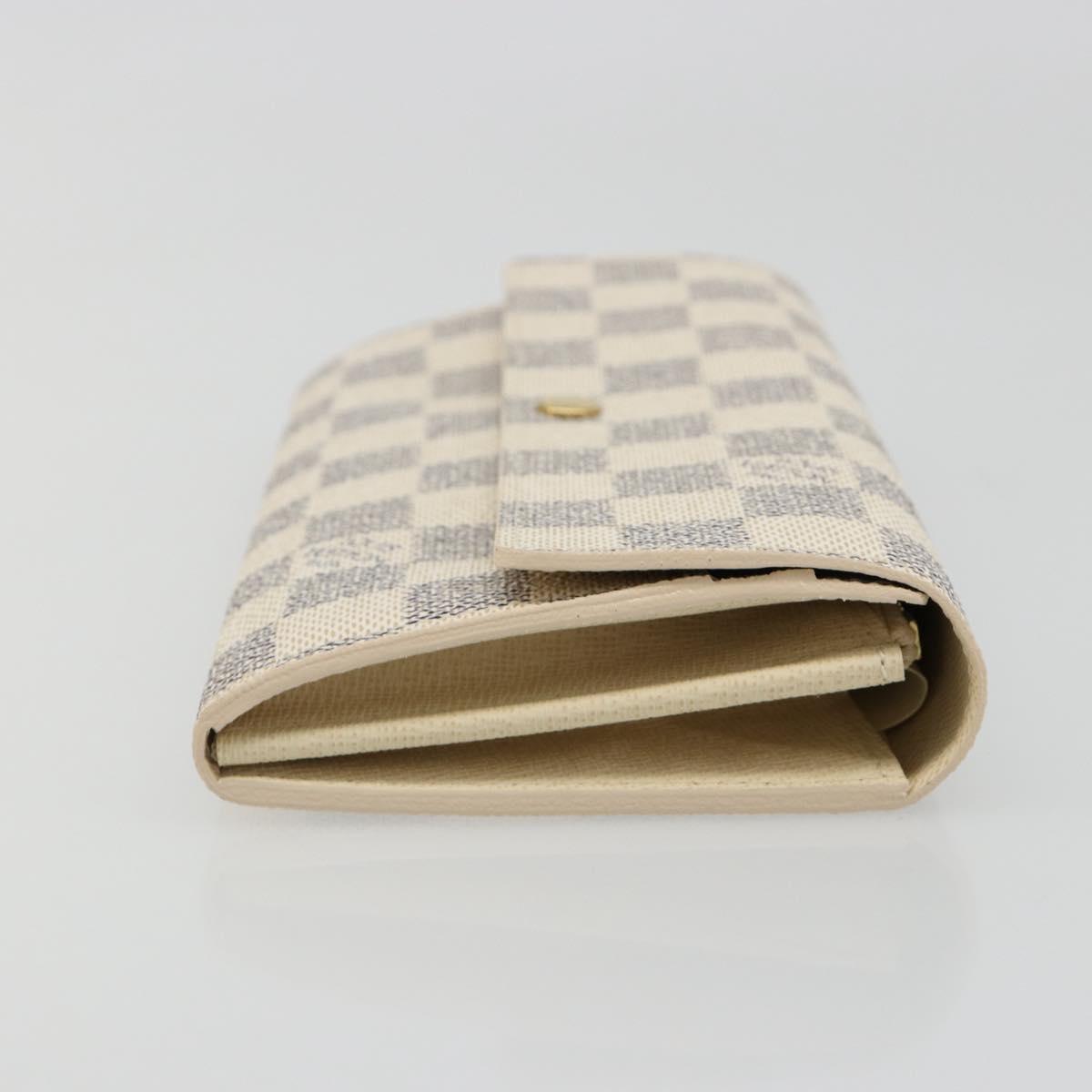 LOUIS VUITTON Damier Azur Portefeuille Sarah Long Wallet N61735 LV Auth 186278V