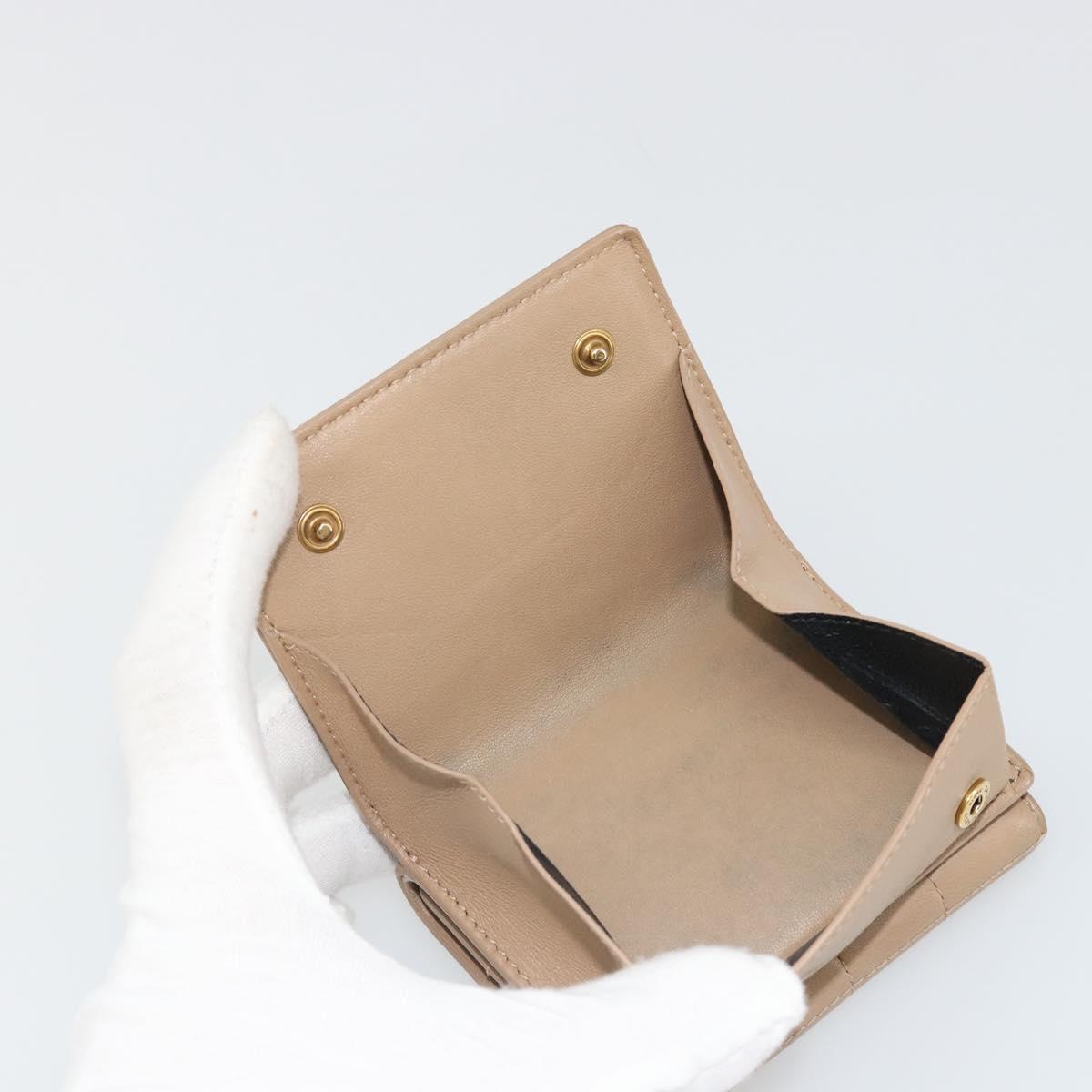 SAINT LAURENT Cassandra Wallet Leather Beige Gold Auth 186279A