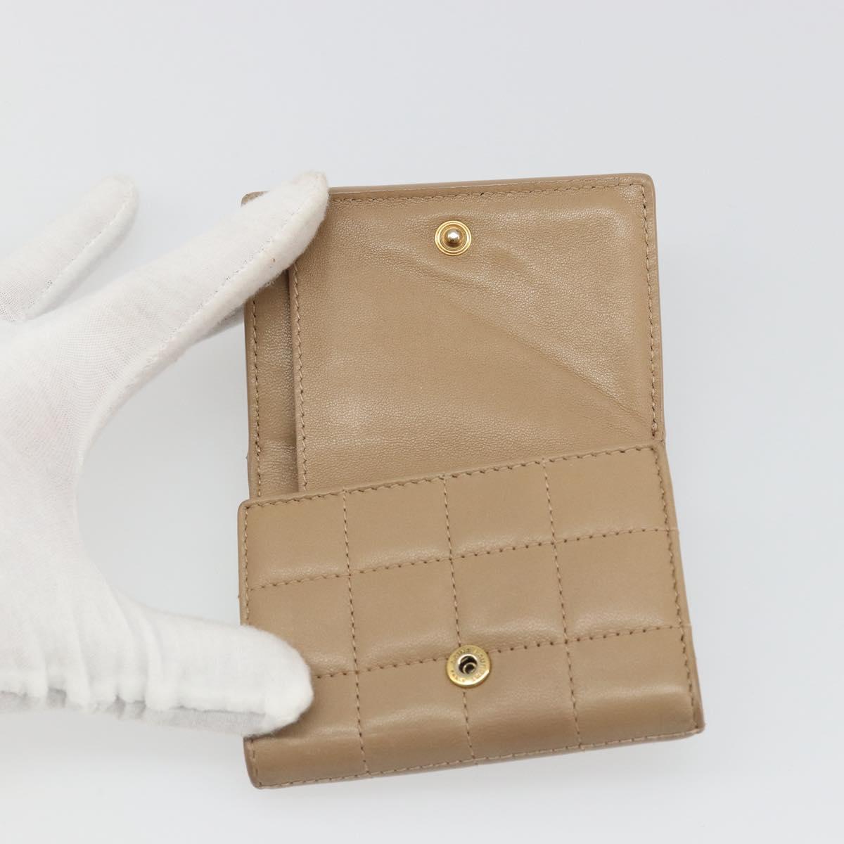 SAINT LAURENT Cassandra Wallet Leather Beige Gold Auth 186279A