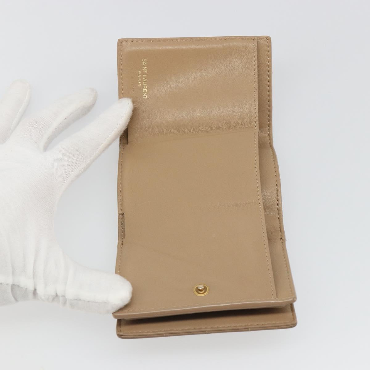 SAINT LAURENT Cassandra Wallet Leather Beige Gold Auth 186279A