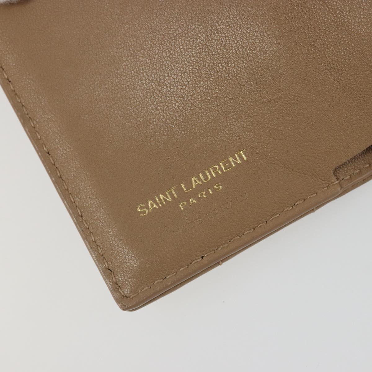 SAINT LAURENT Cassandra Wallet Leather Beige Gold Auth 186279A