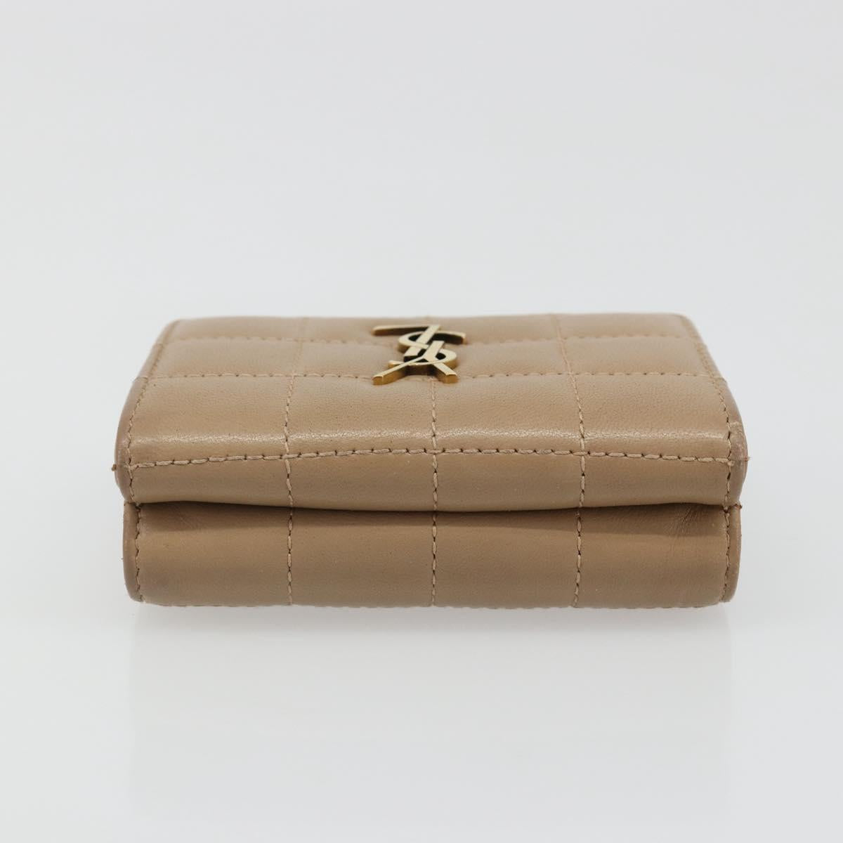 SAINT LAURENT Cassandra Wallet Leather Beige Gold Auth 186279A