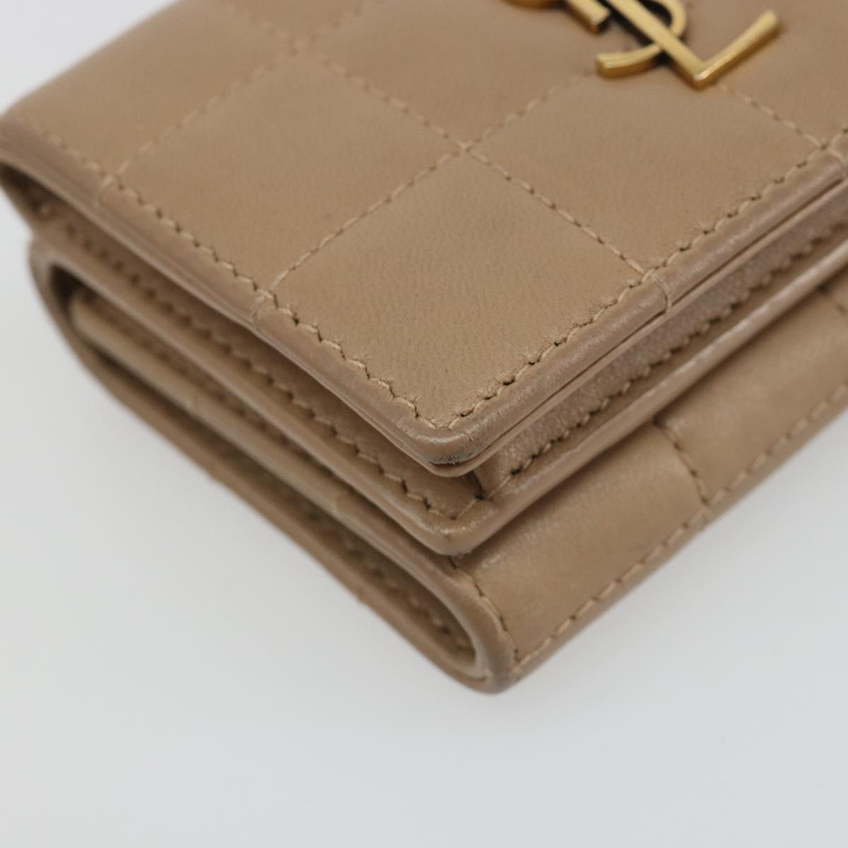 SAINT LAURENT Cassandra Wallet Leather Beige Gold Auth 186279A