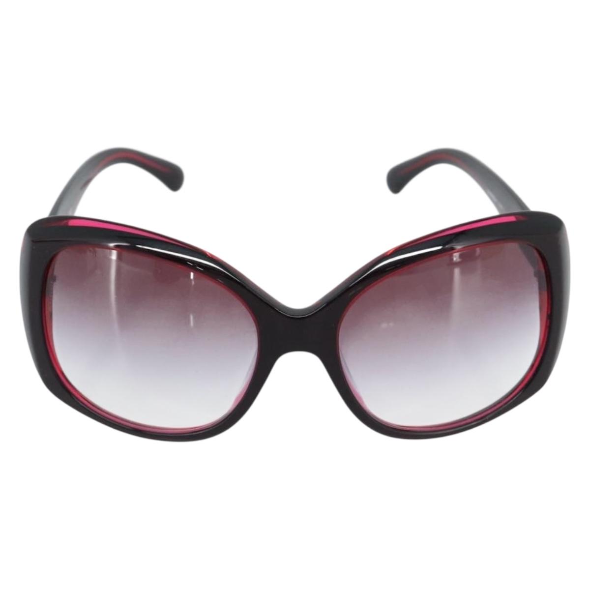 CHANEL COCO Mark Sunglasses Plastic Red CC Auth 186282M