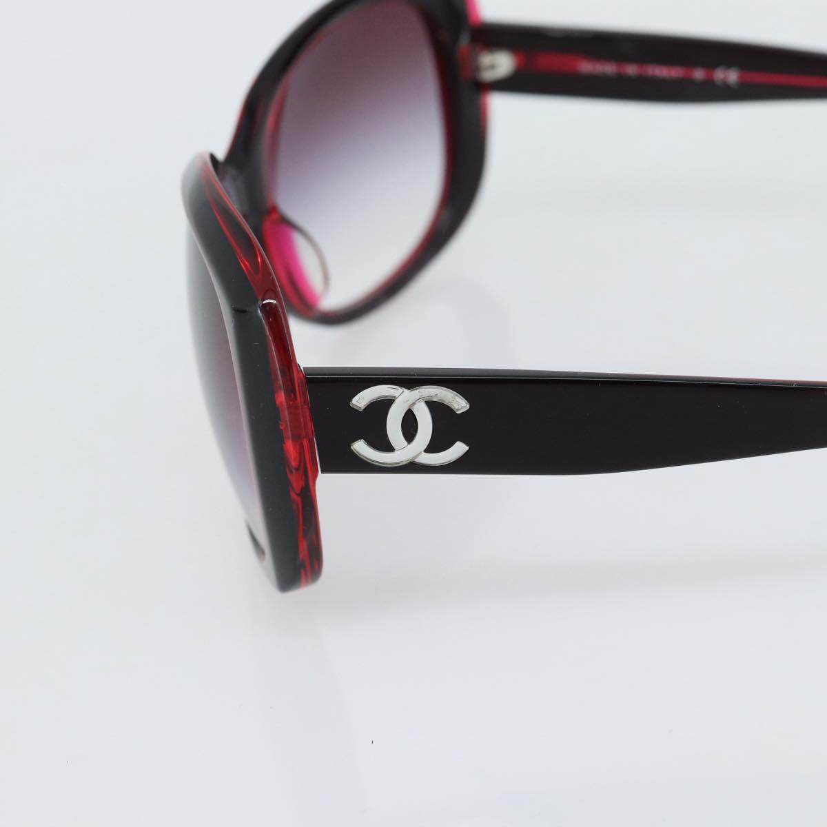 CHANEL COCO Mark Sunglasses Plastic Red CC Auth 186282M
