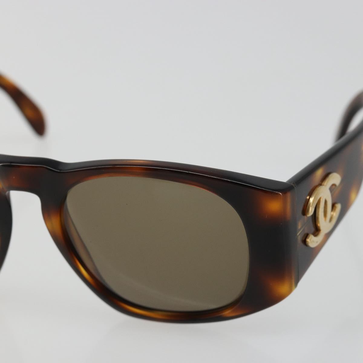CHANEL COCO Mark Sunglasses plastic Brown CC Auth 186283