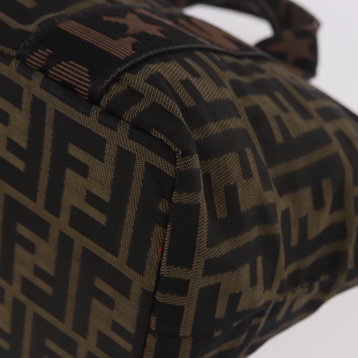 FENDI Zucca Canvas Hand Bag Black Brown Auth 186292A