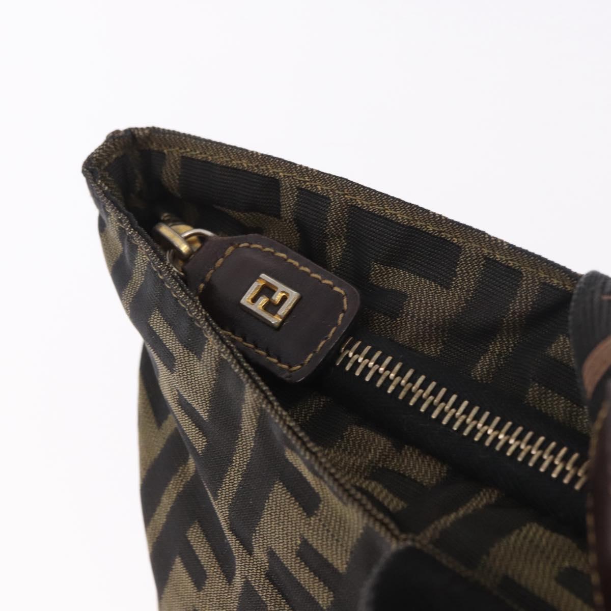 FENDI Zucca Canvas Hand Bag Black Brown Auth 186292A