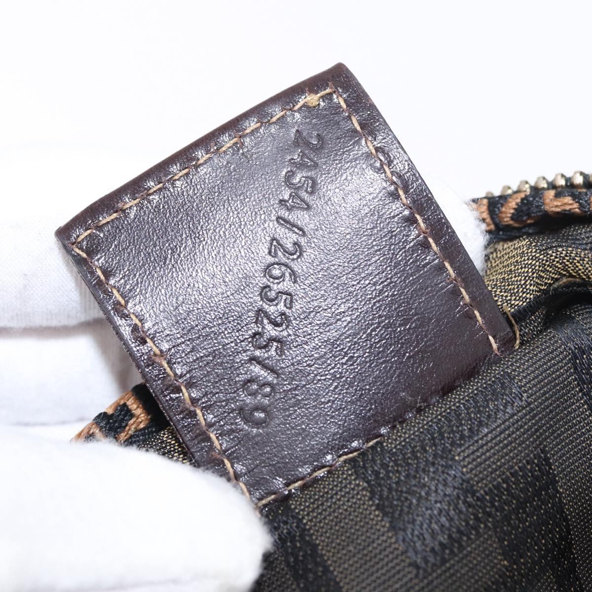 FENDI Zucca Canvas Hand Bag Black Brown Auth 186292A