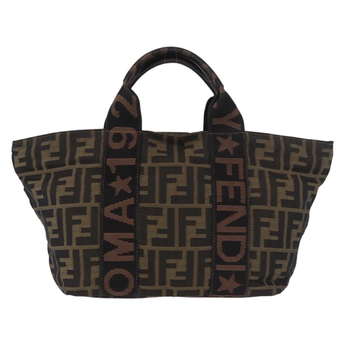 FENDI Zucca Canvas Hand Bag Black Brown Auth 186292A