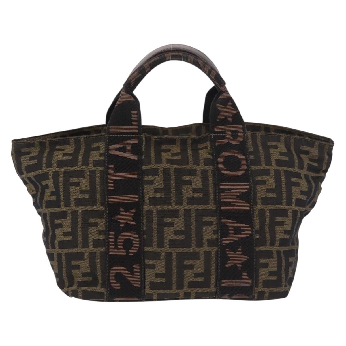 FENDI Zucca Canvas Hand Bag Black Brown Auth 186292A