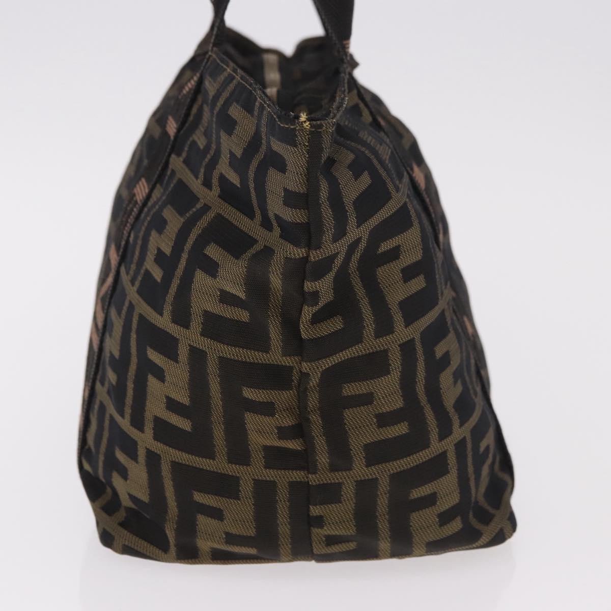 FENDI Zucca Canvas Hand Bag Black Brown Auth 186292A