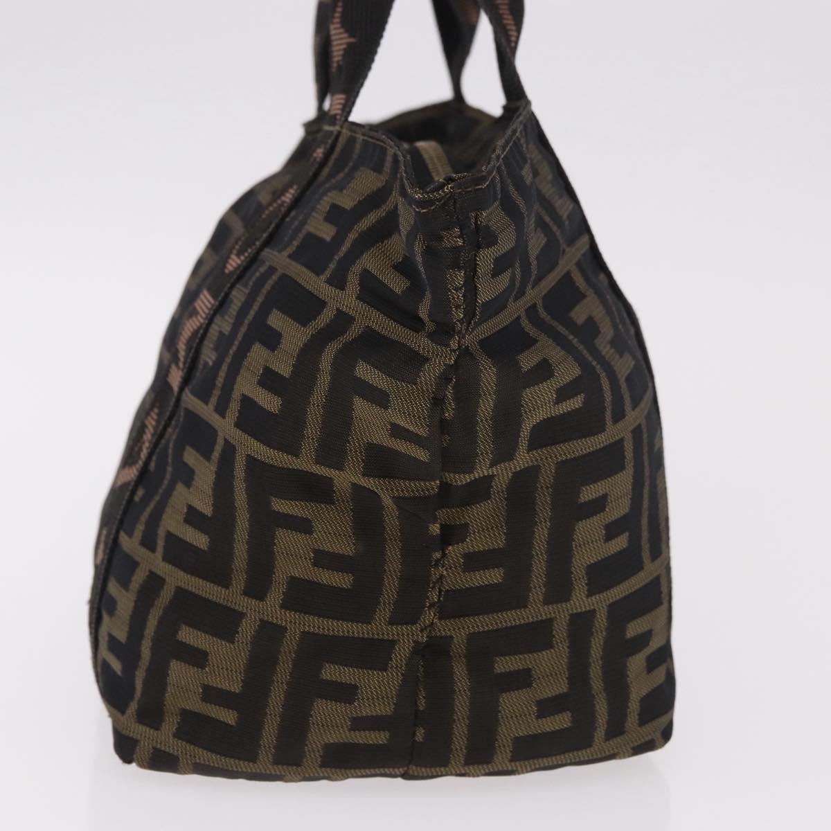 FENDI Zucca Canvas Hand Bag Black Brown Auth 186292A