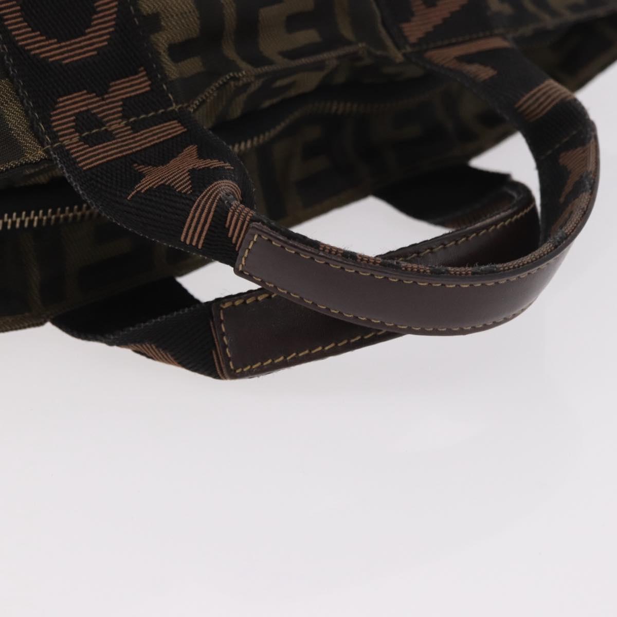 FENDI Zucca Canvas Hand Bag Black Brown Auth 186292A