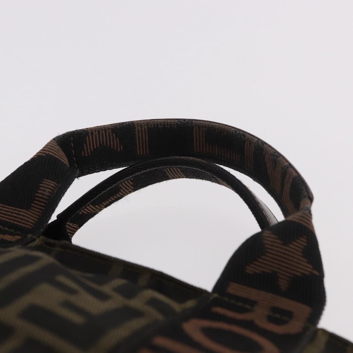 FENDI Zucca Canvas Hand Bag Black Brown Auth 186292A