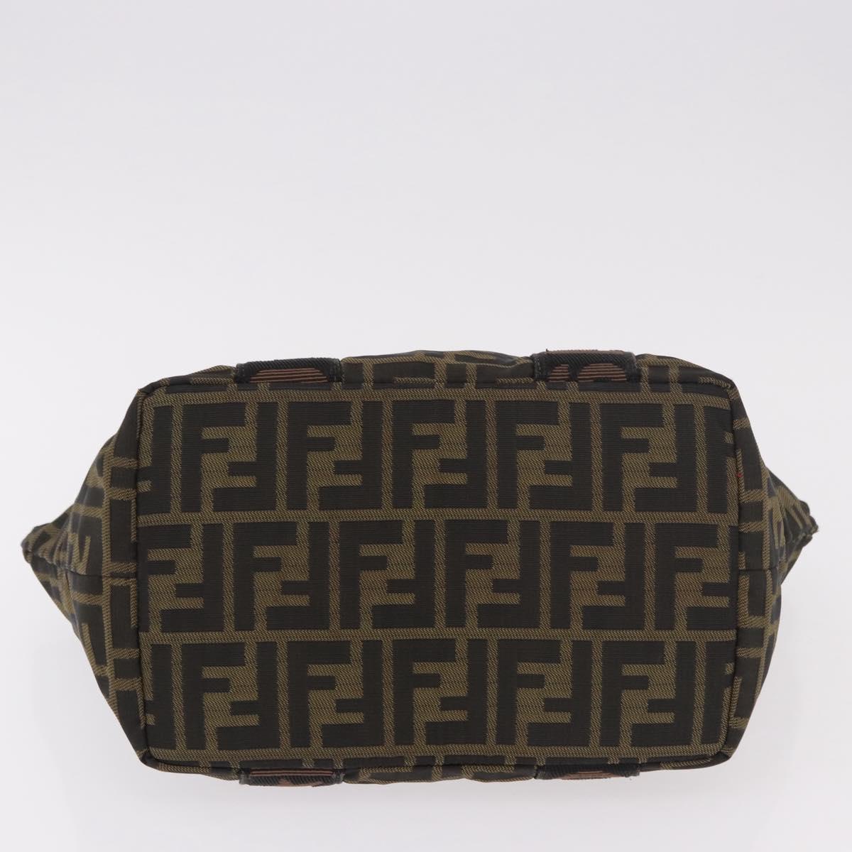 FENDI Zucca Canvas Hand Bag Black Brown Auth 186292A