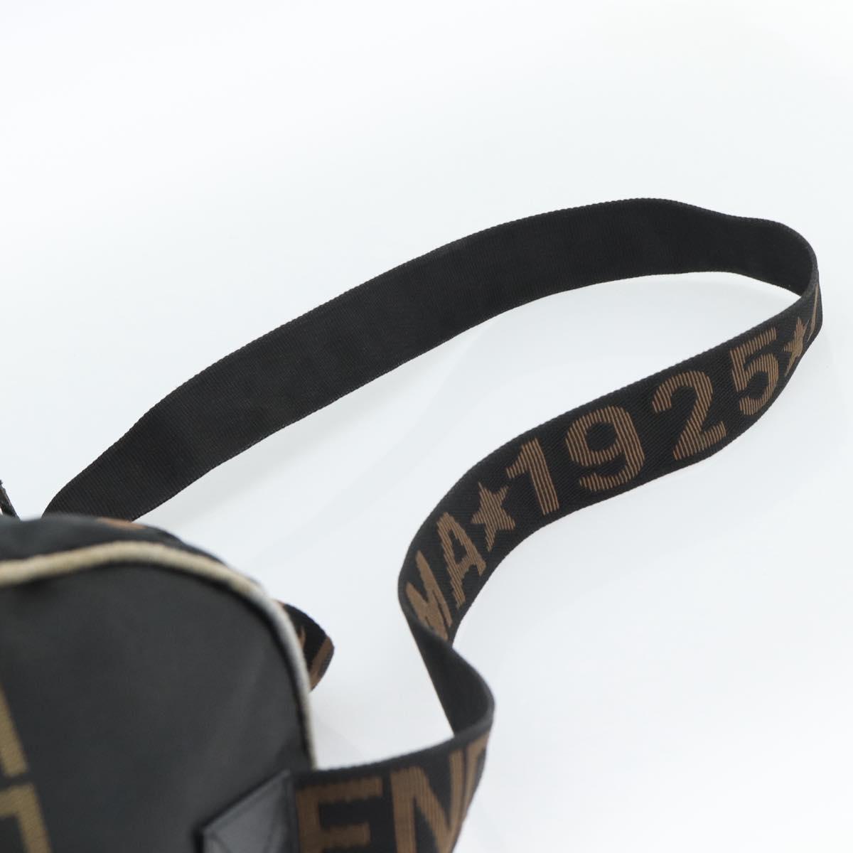 FENDI Hand Bag Canvas 2way Black Gold Auth 186293