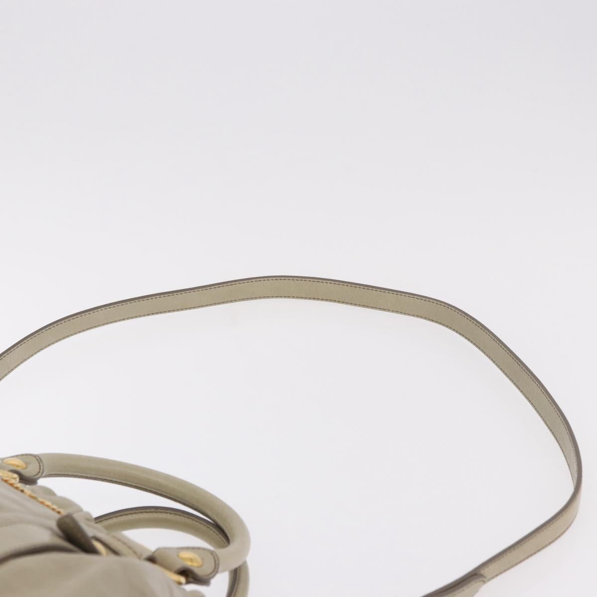 Miu Miu Hand Bag Leather 2way Beige Gold Auth 186300M