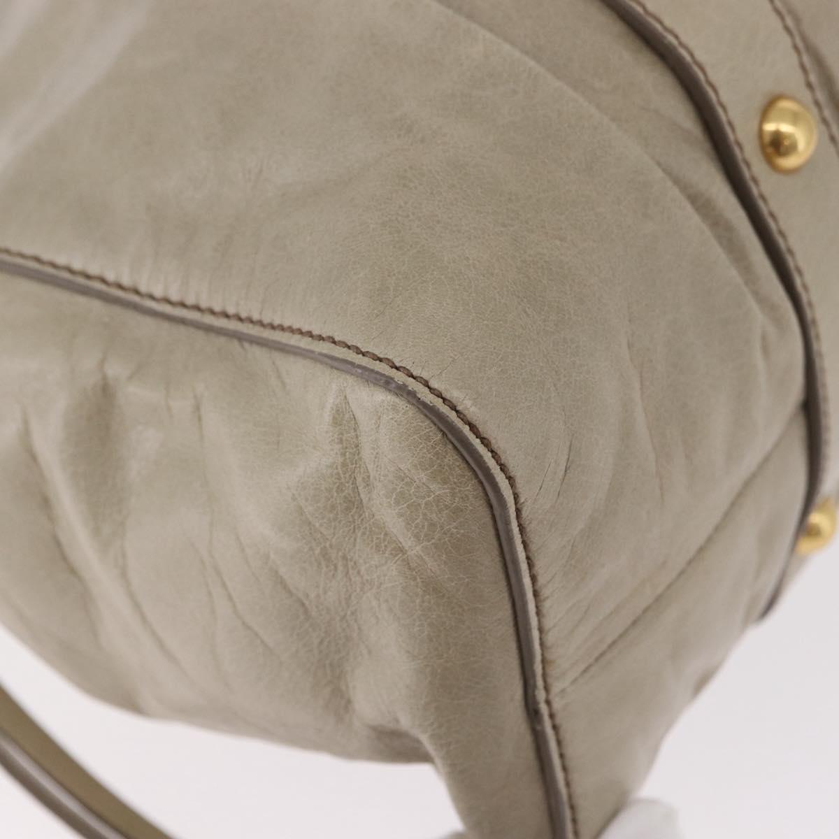 Miu Miu Hand Bag Leather 2way Beige Gold Auth 186300M