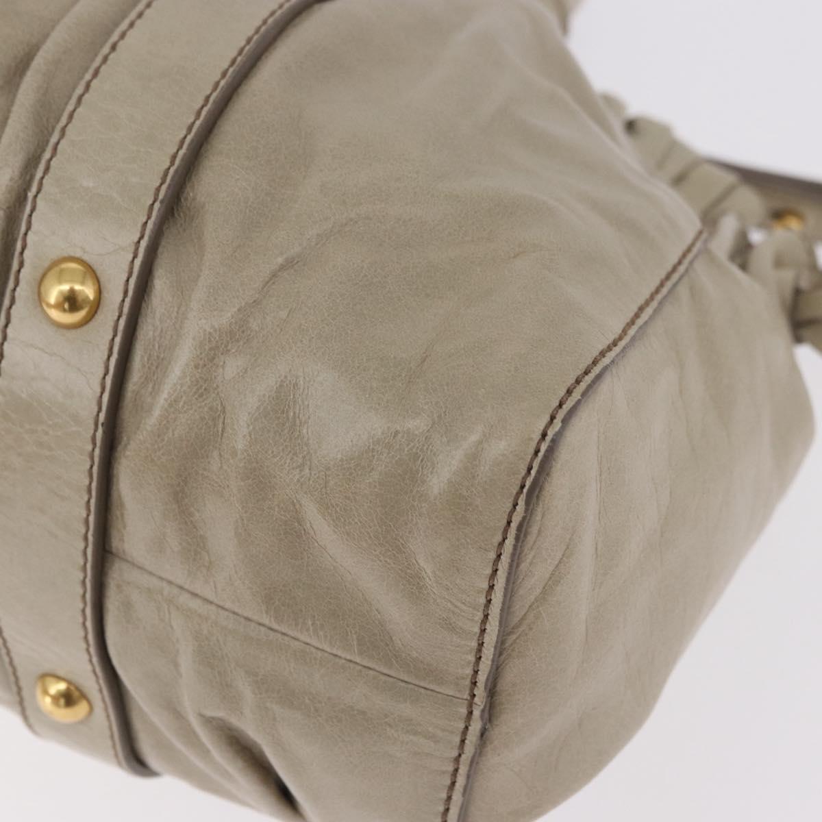 Miu Miu Hand Bag Leather 2way Beige Gold Auth 186300M