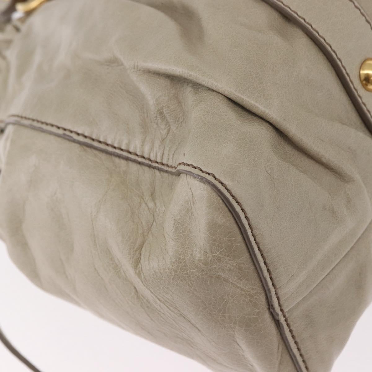Miu Miu Hand Bag Leather 2way Beige Gold Auth 186300M