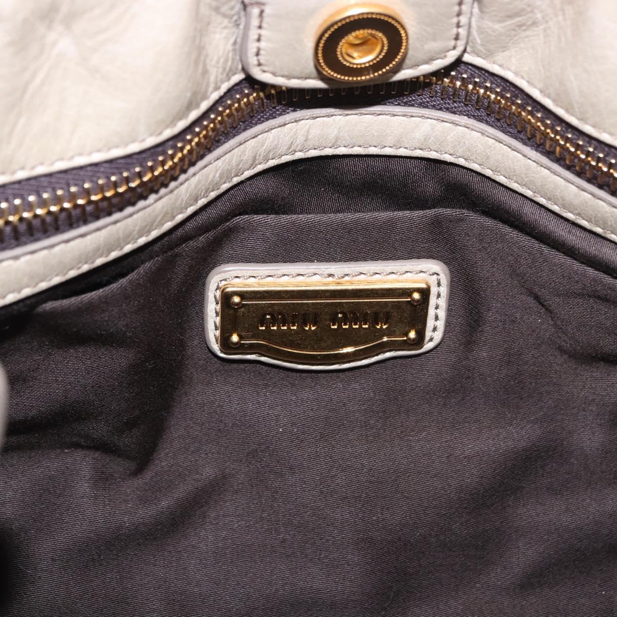 Miu Miu Hand Bag Leather 2way Beige Gold Auth 186300M