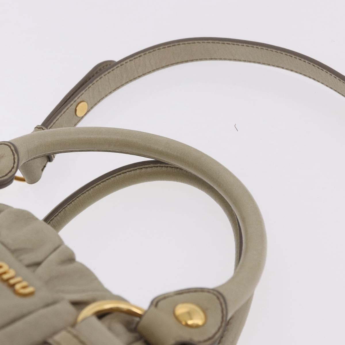 Miu Miu Hand Bag Leather 2way Beige Gold Auth 186300M